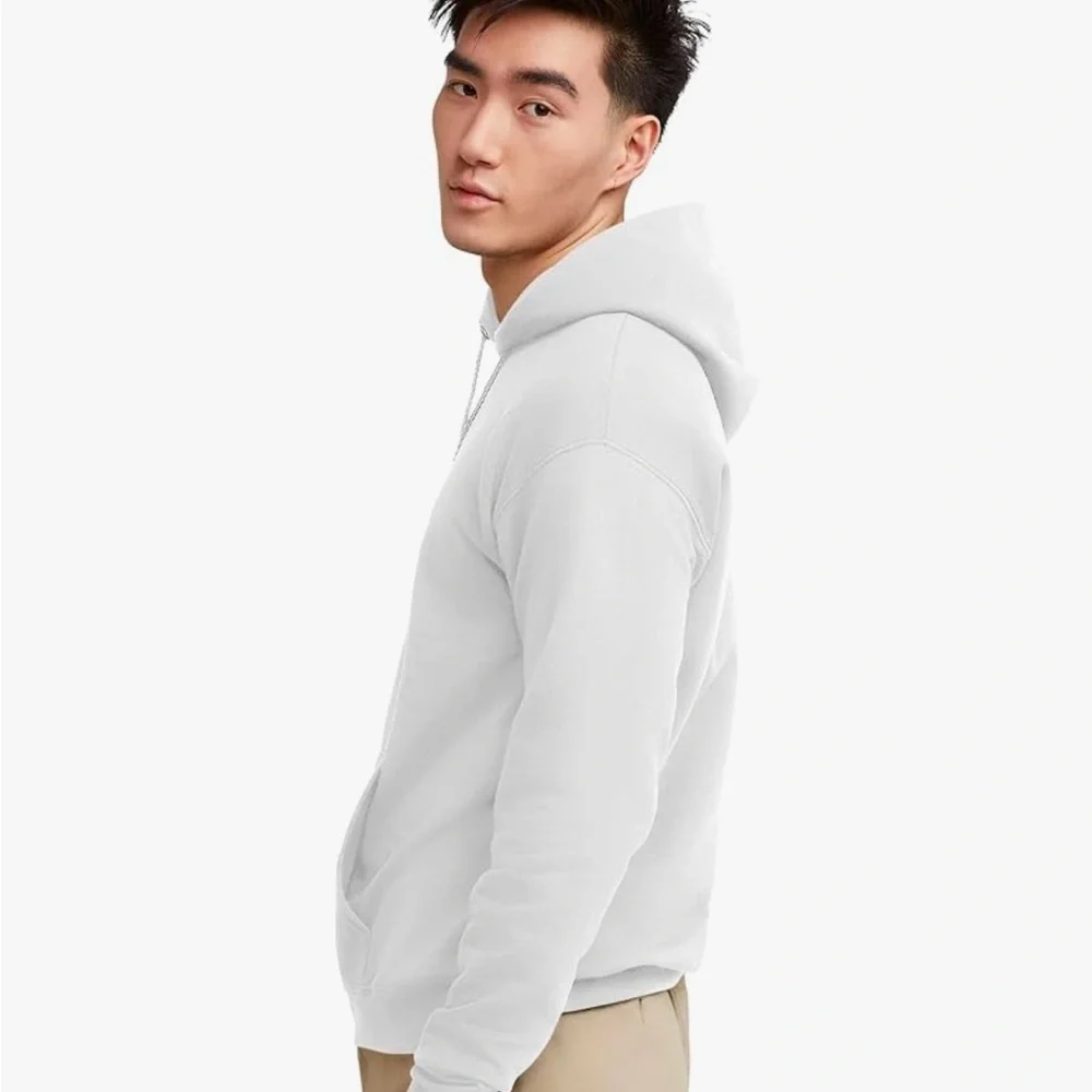 Hanes Men’s EcoSmart Fleece Hoodie l White l M - Picture 3 of 9